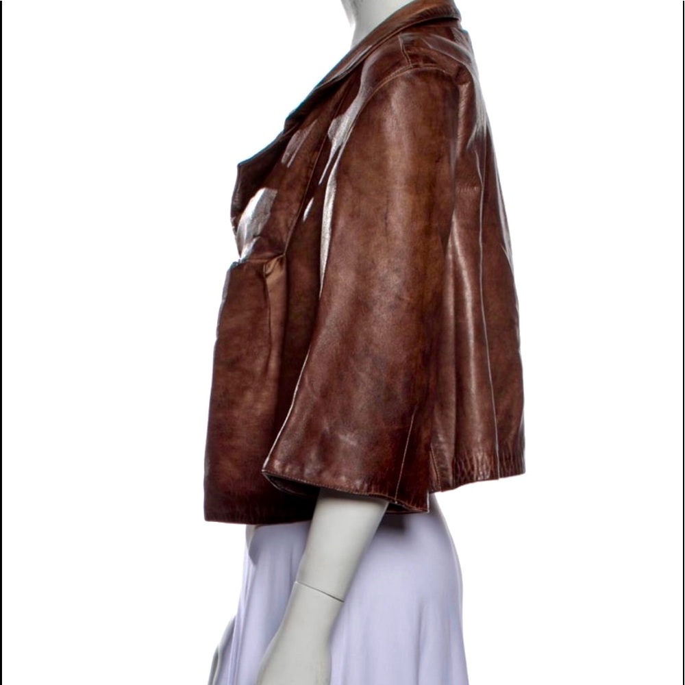 BLUR Brown Leather Biker Jacket | L
